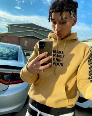 Black MMDS | Caramel Hoodie (Checkered Drippin Sleeves)