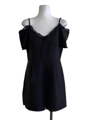 Black Plain Rompers Overalls