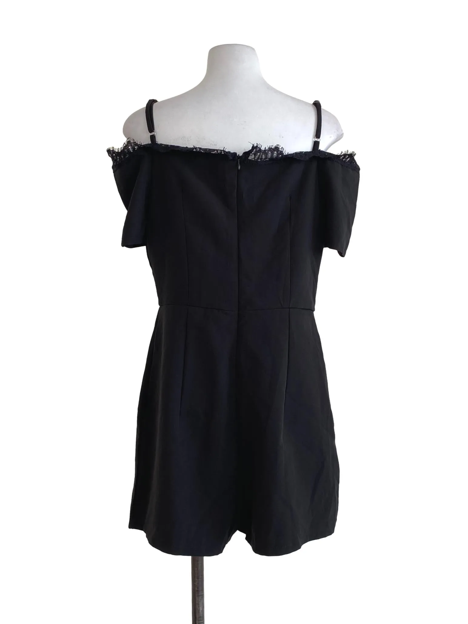 Black Plain Rompers Overalls