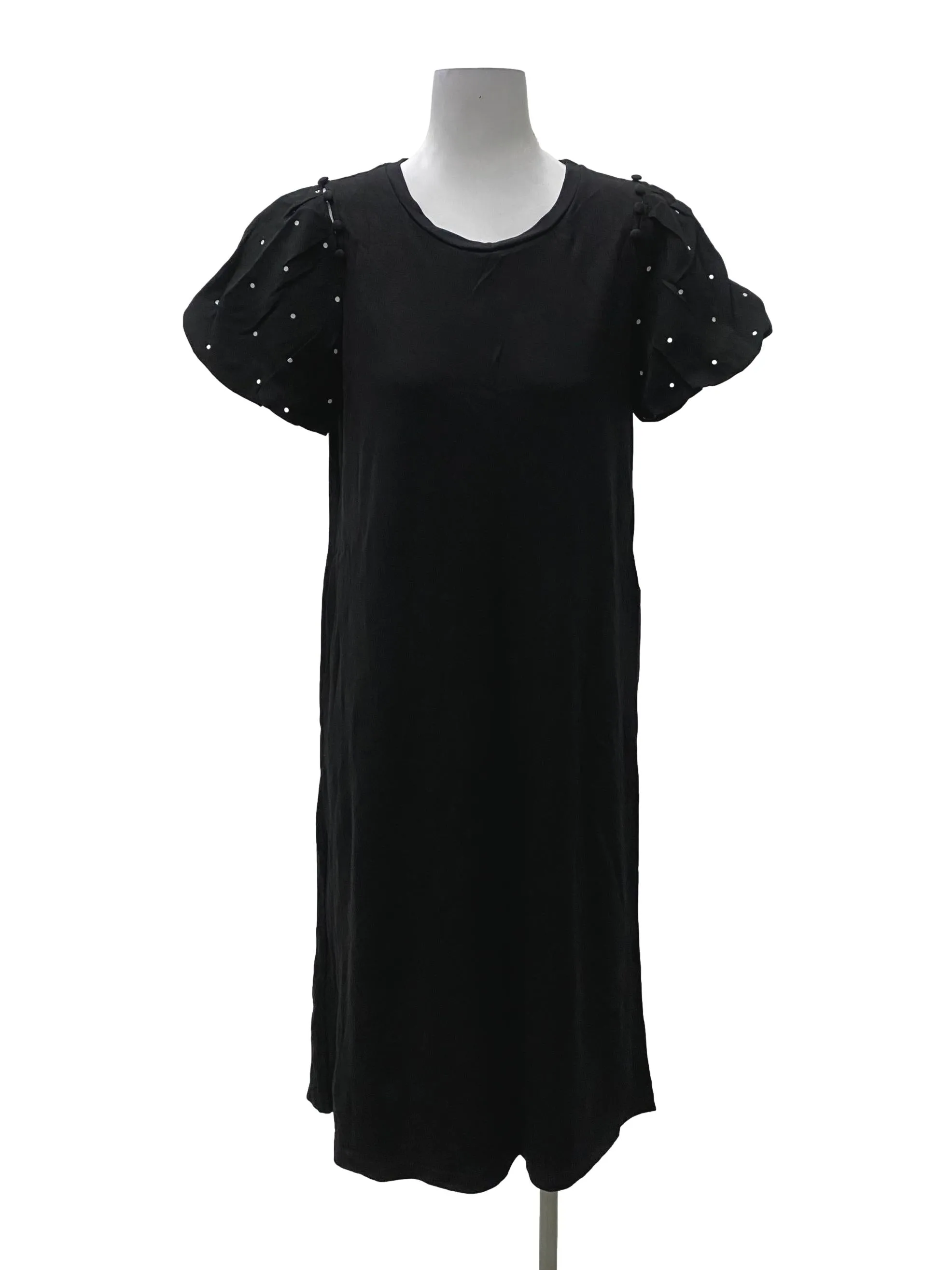 Black Puffer Sleeved Dress