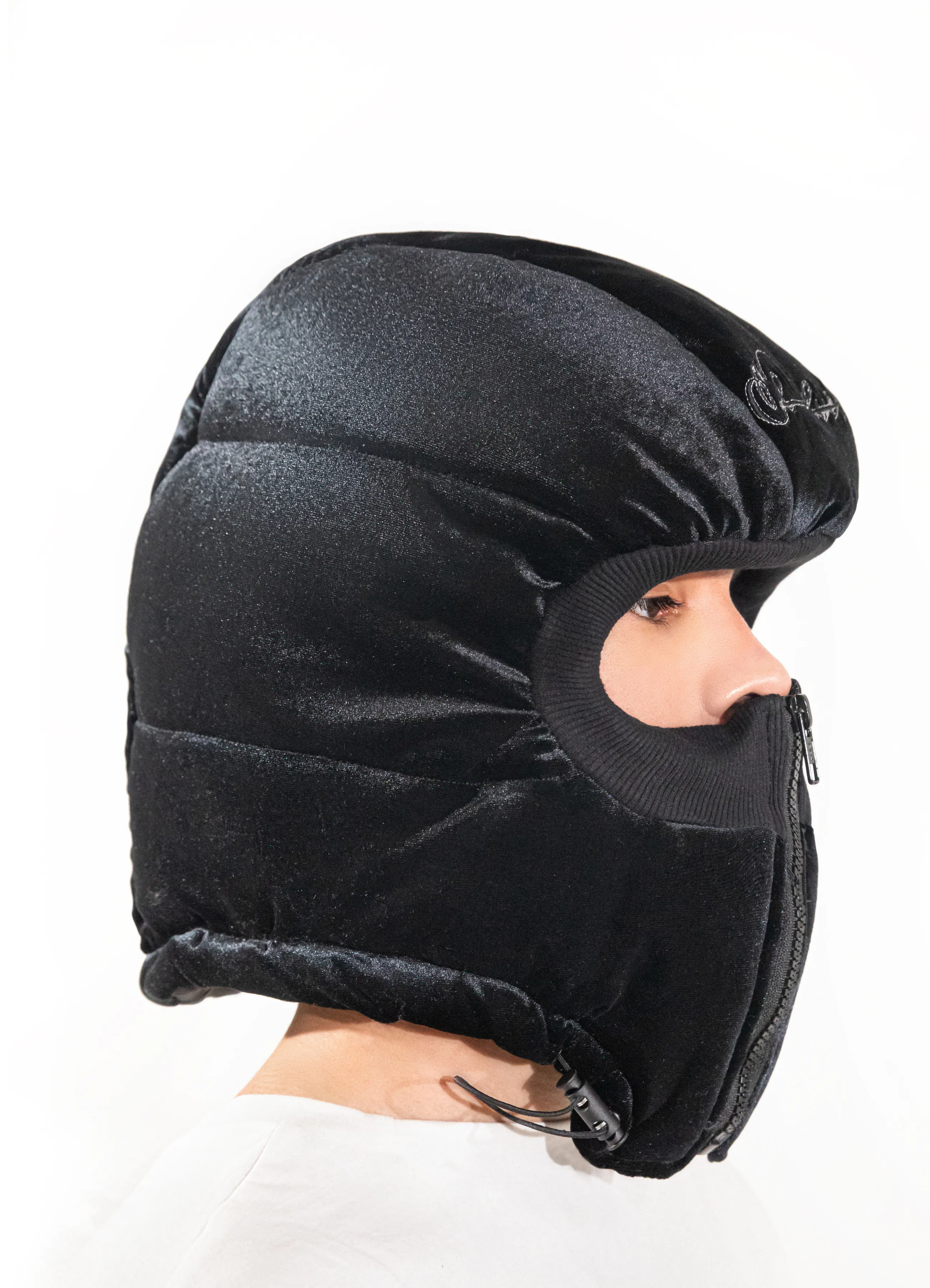 Black Puffer Velvet Ski Mask | Balaclava
