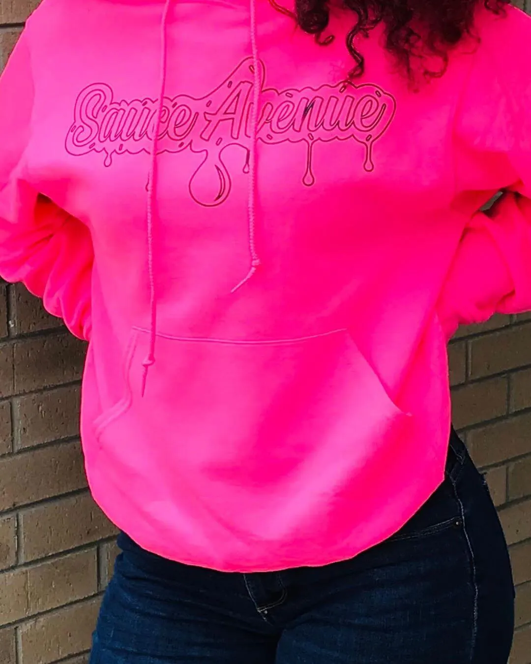 Black SA Drip Outline | Cyber Pink Hoodie