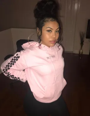 Black SA | Light Pink Hoodie (Solid Checkered Drippin Sleeves)
