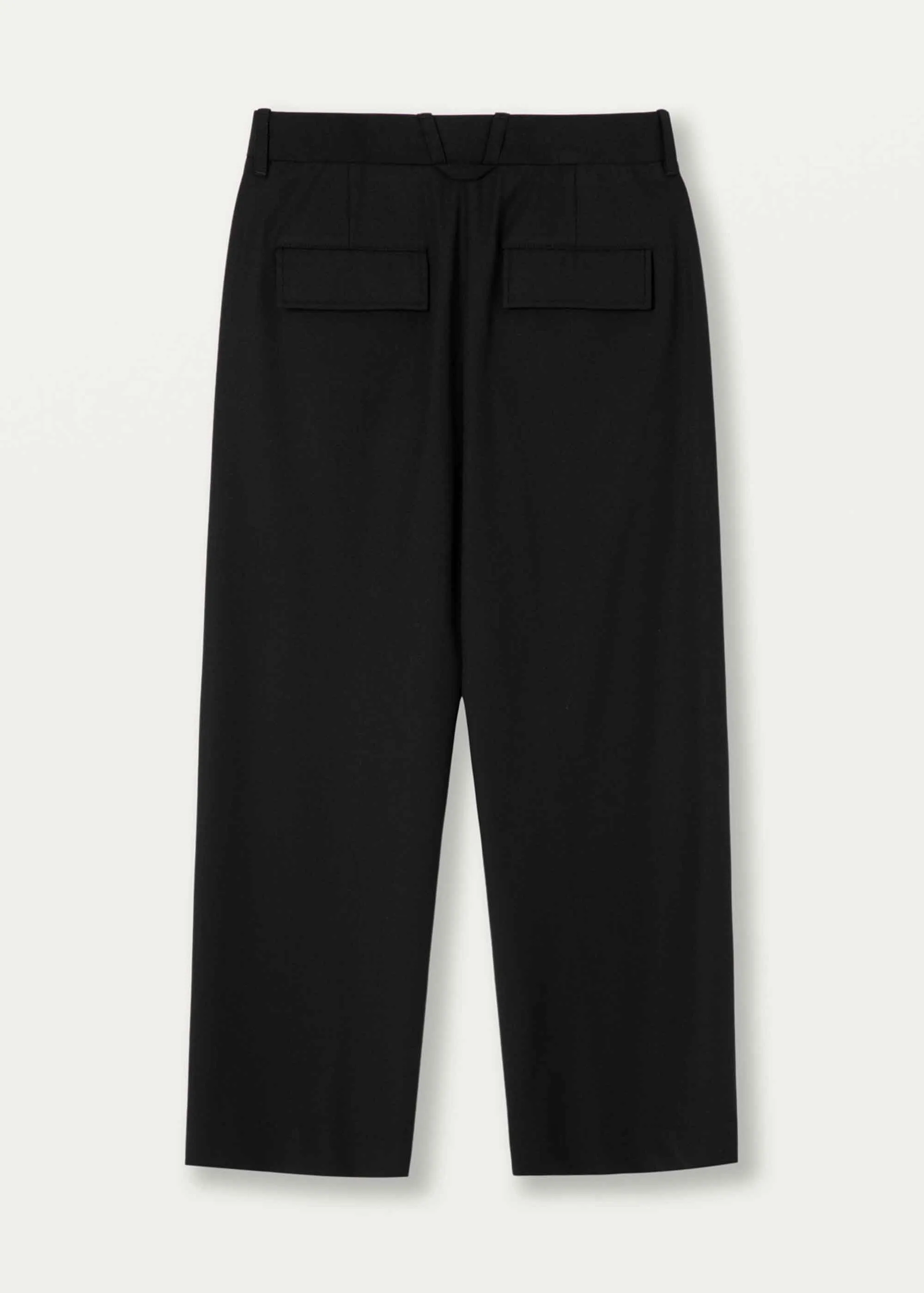 Black Side Pleat Wool Trousers