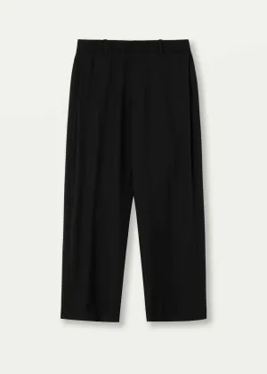 Black Side Pleat Wool Trousers