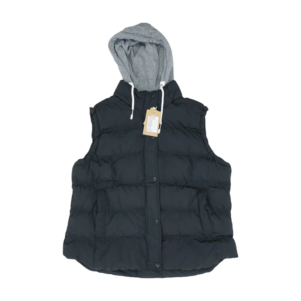 Black Solid Puffer Vest