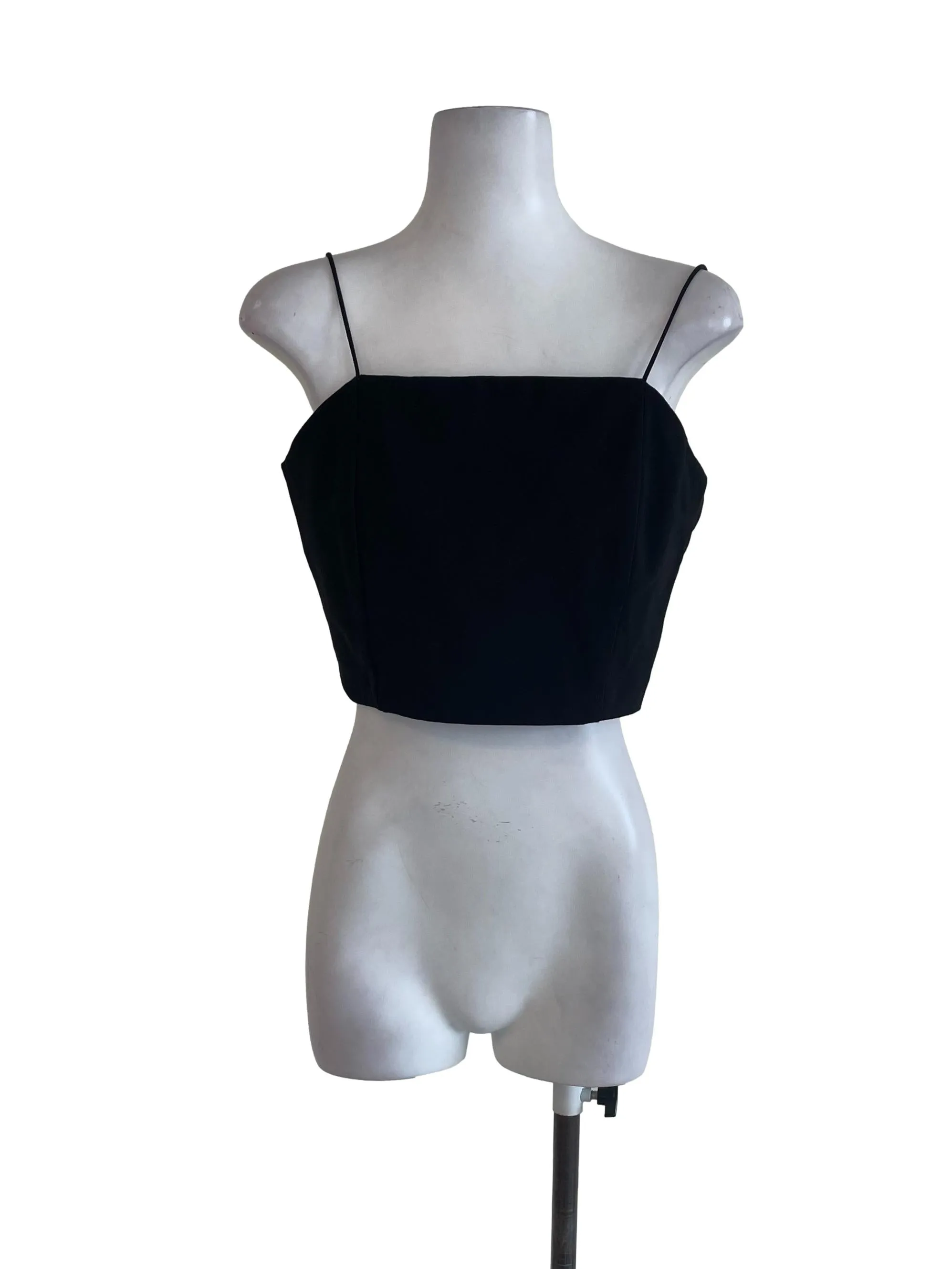 Black Spaghetti Strap Crop Tube Top