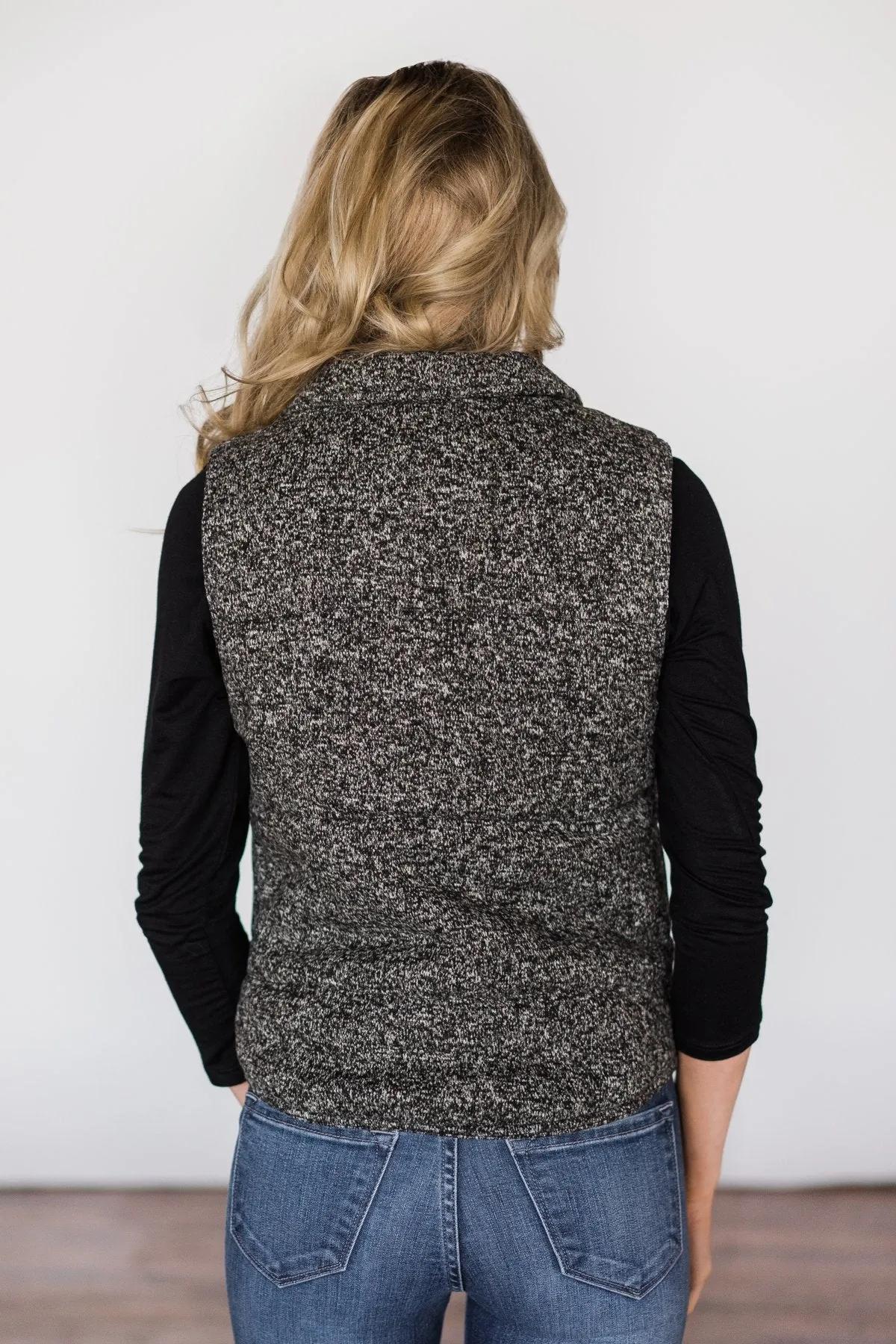 Black Speckled Puffer Vest