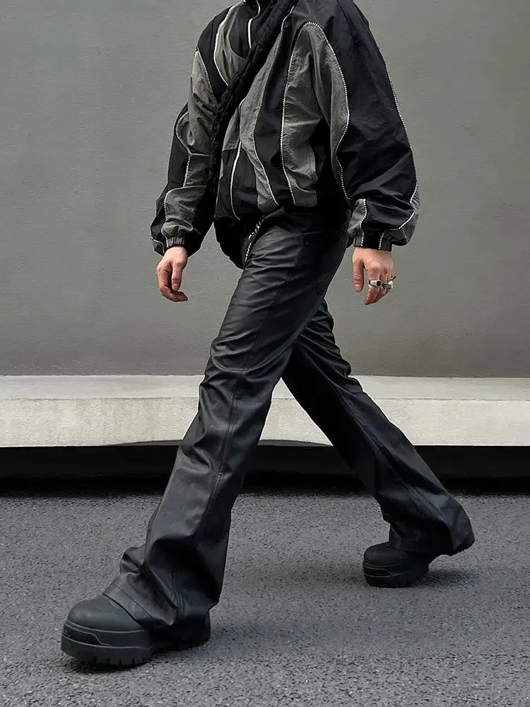 Black Straight-leg PU Leather Pants