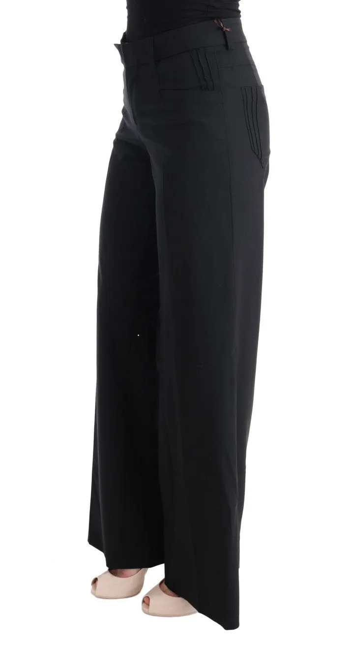 Black Virgin Wool Wide Leg Pants