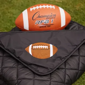 Black Waterproof Puffer Blanket with Embroidered Football