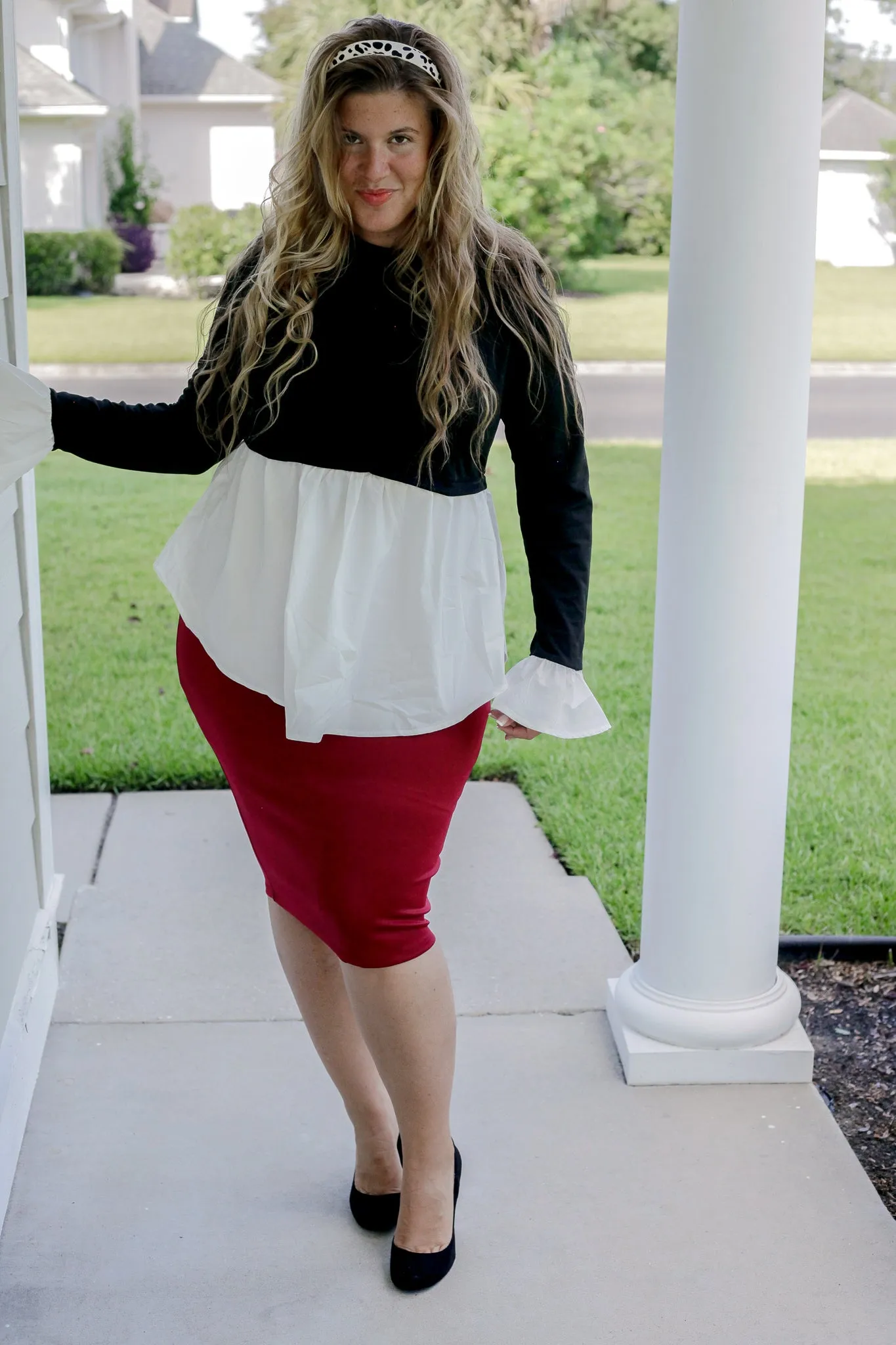 Black White Peplum Top