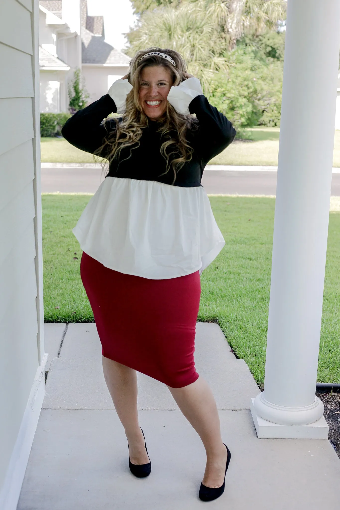 Black White Peplum Top