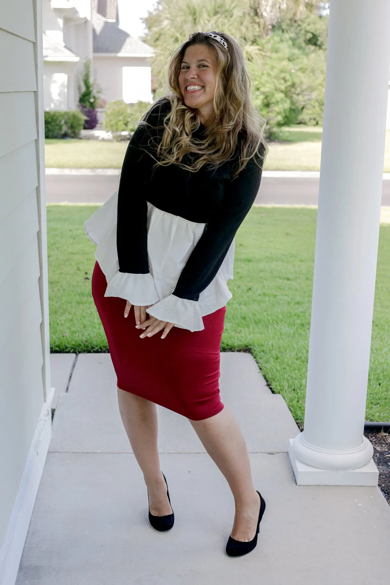 Black White Peplum Top