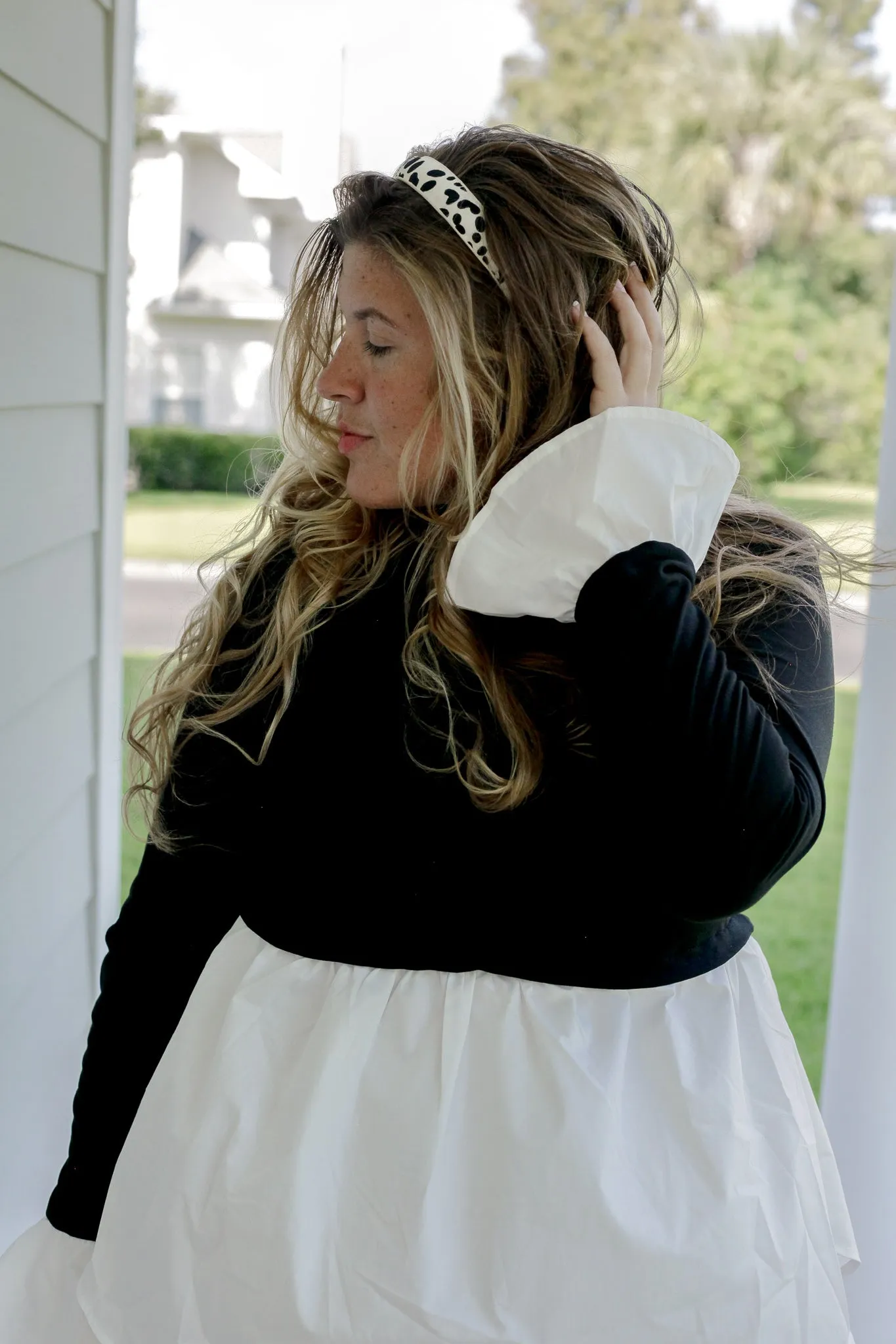 Black White Peplum Top