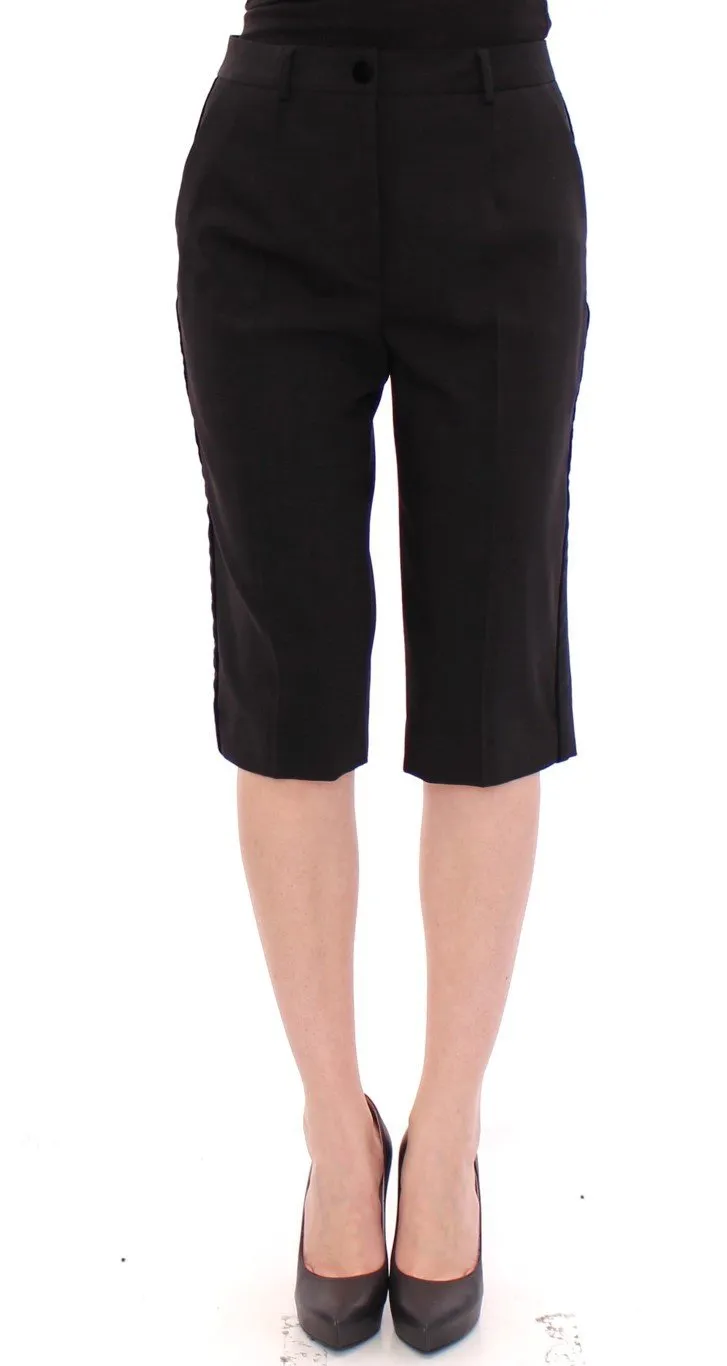 Black wool shorts pants