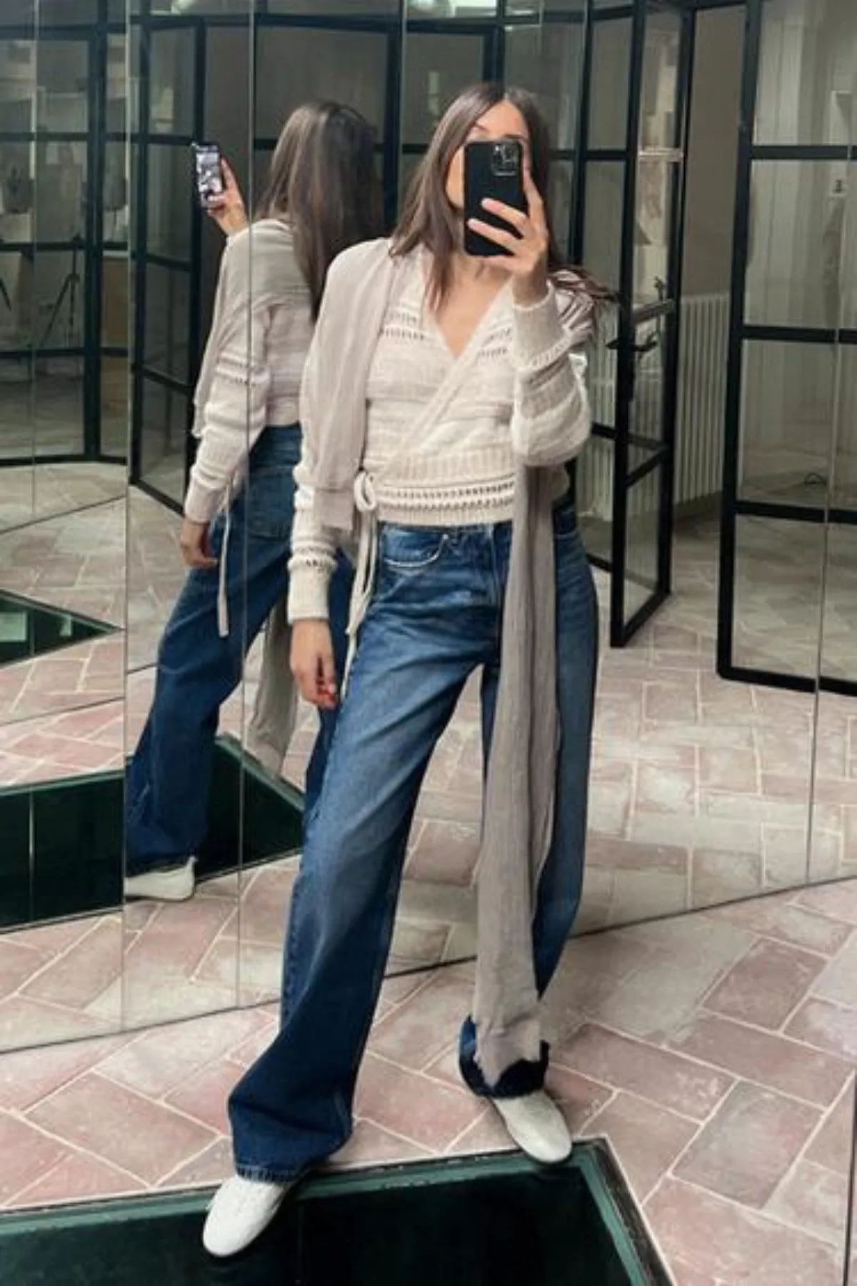 BLAKE High-Waist Straight Leg Full Length Jeans (Dark Blue Washed)