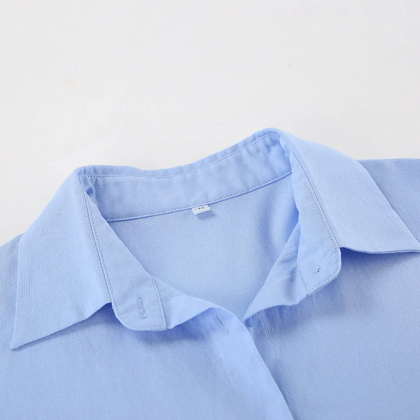 Blue Cotton Long Sleeve Shirt