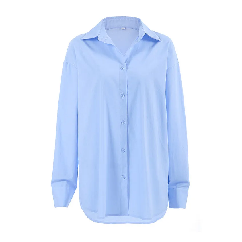 Blue Cotton Long Sleeve Shirt