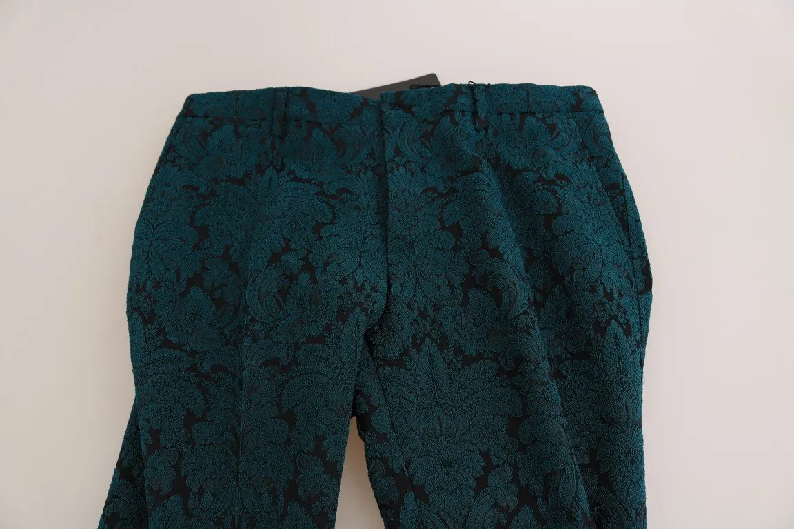 Blue Jacquard Baroque Wool Pants