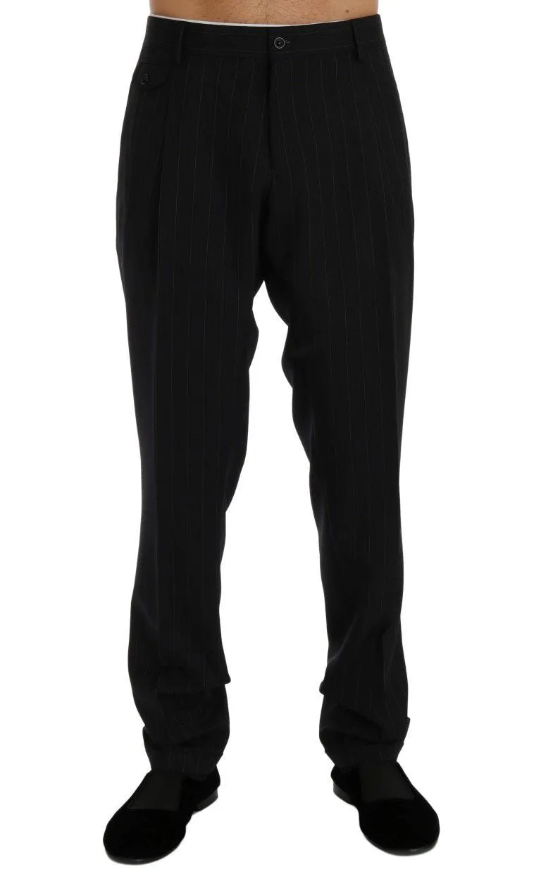 Blue Wool Stretch Dress Formal Pants
