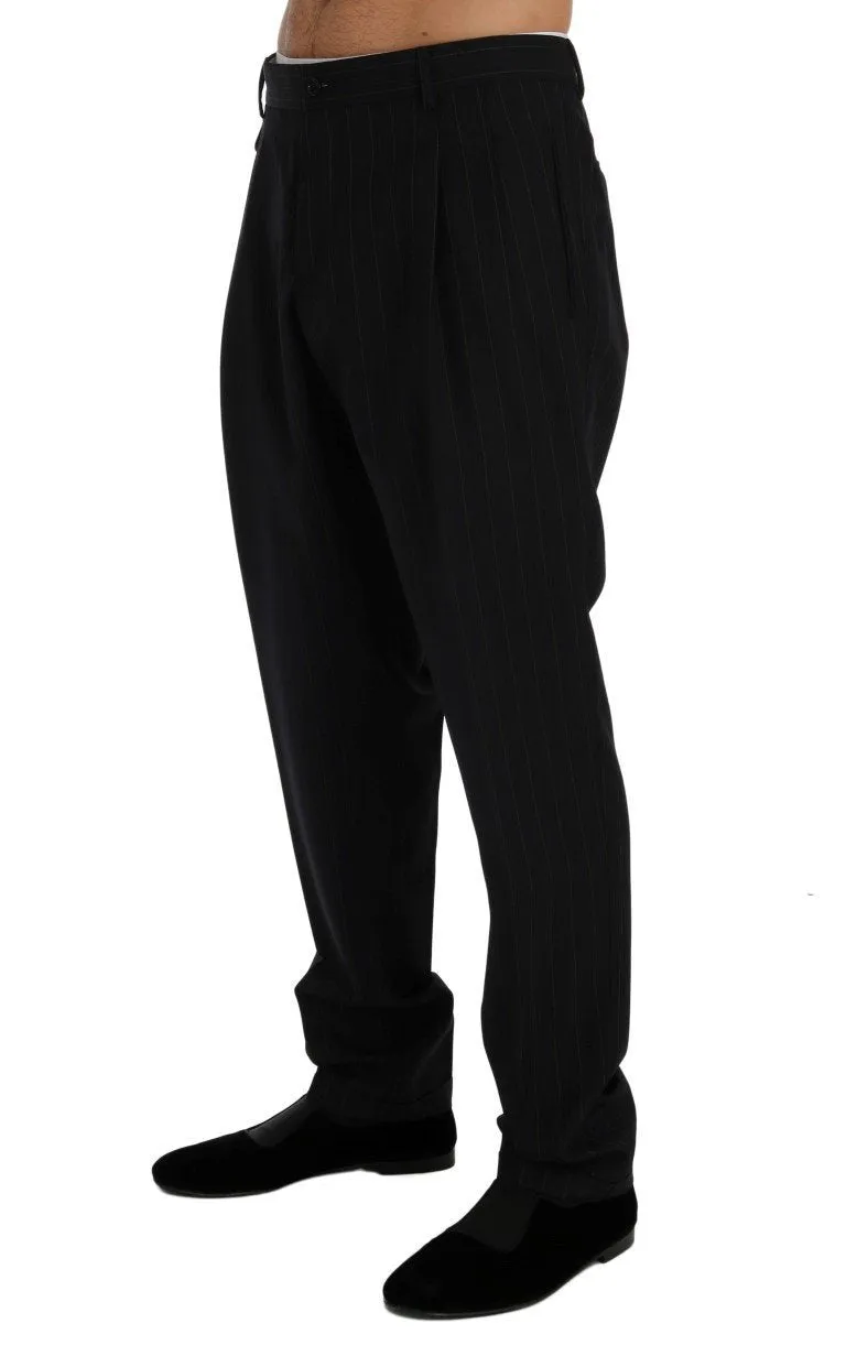 Blue Wool Stretch Dress Formal Pants