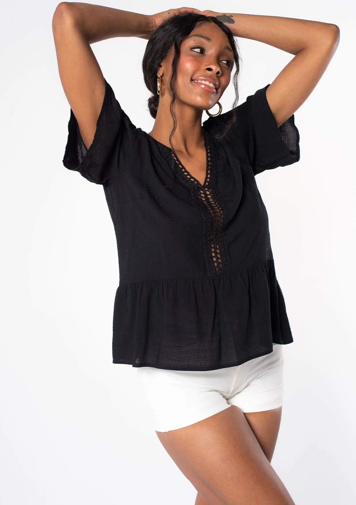 Bohemian Flowy Cropped Ruffled Top