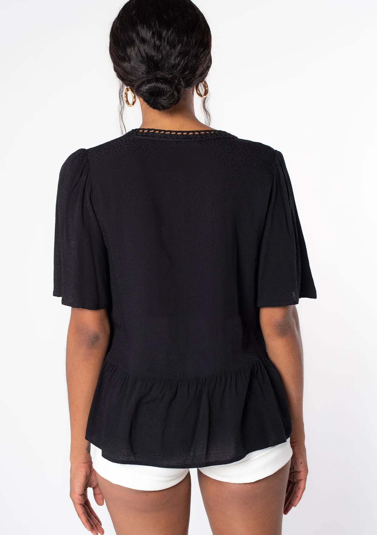 Bohemian Flowy Cropped Ruffled Top