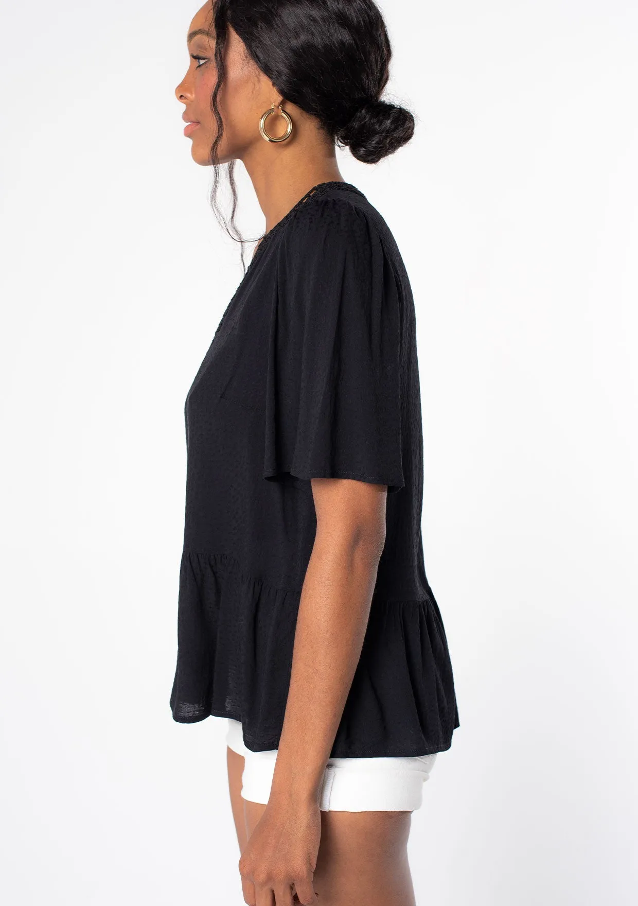 Bohemian Flowy Cropped Ruffled Top