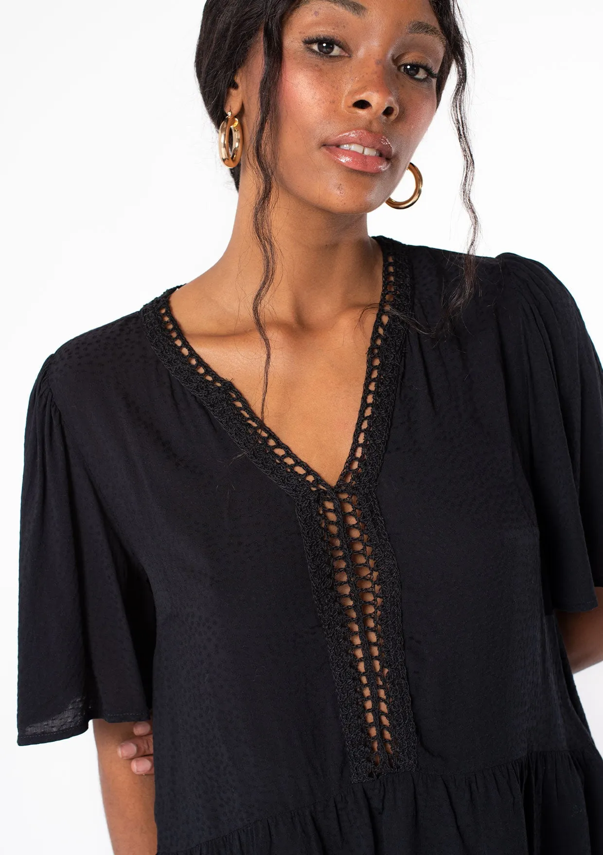 Bohemian Flowy Cropped Ruffled Top