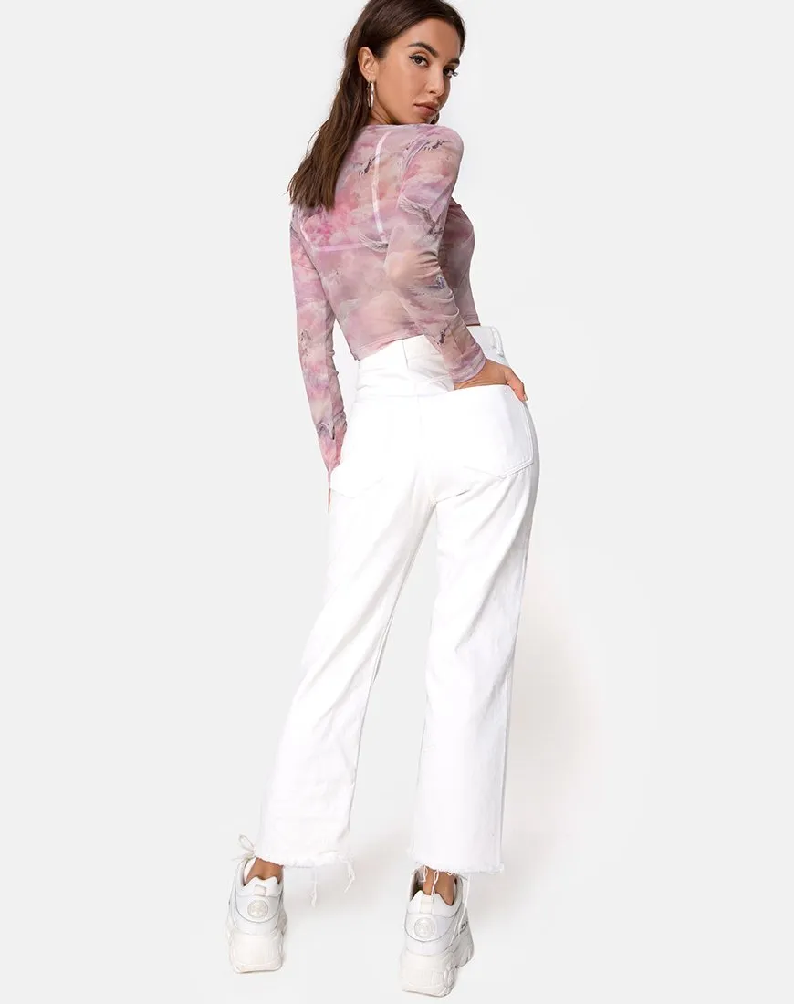 Bonnie Crop Top in Pegasus Pink Mesh