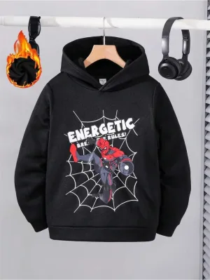 Boys Hoodies For Autumn Black Kids Spider man