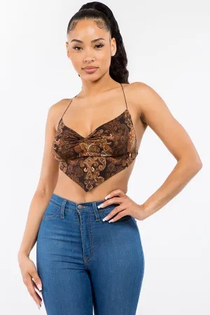 Brown Print Crop Top