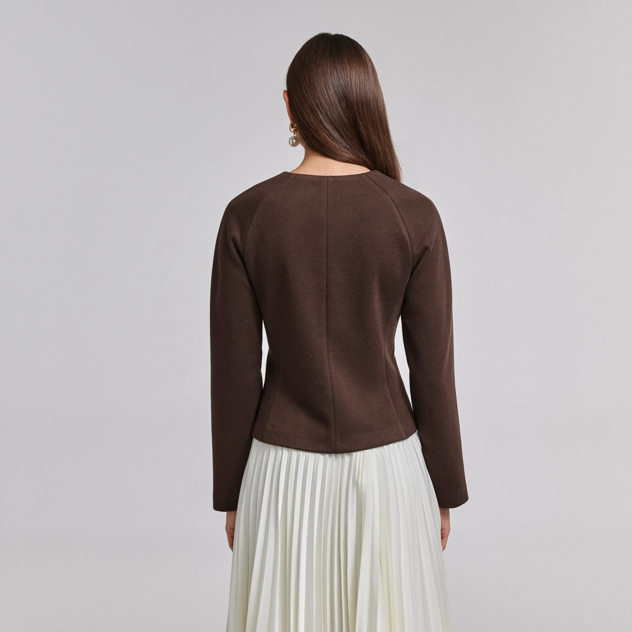 Brown Wool Button-Up Blazer