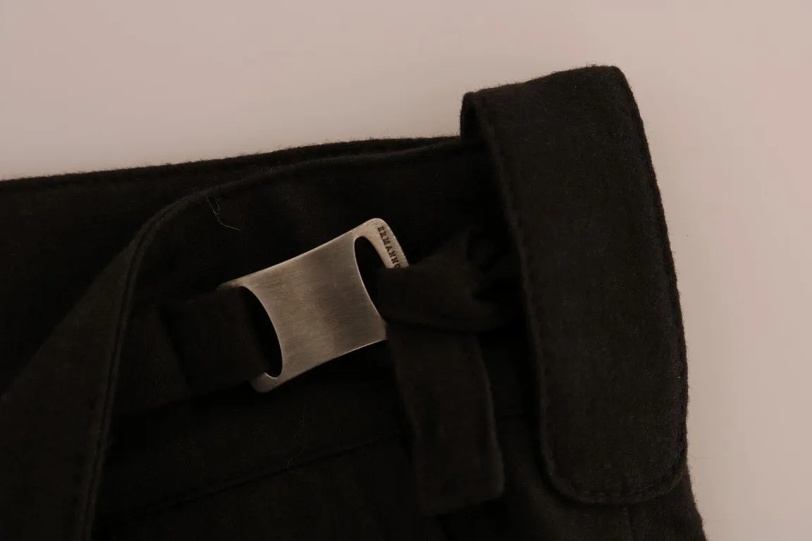 Brown Wool Flared Pants