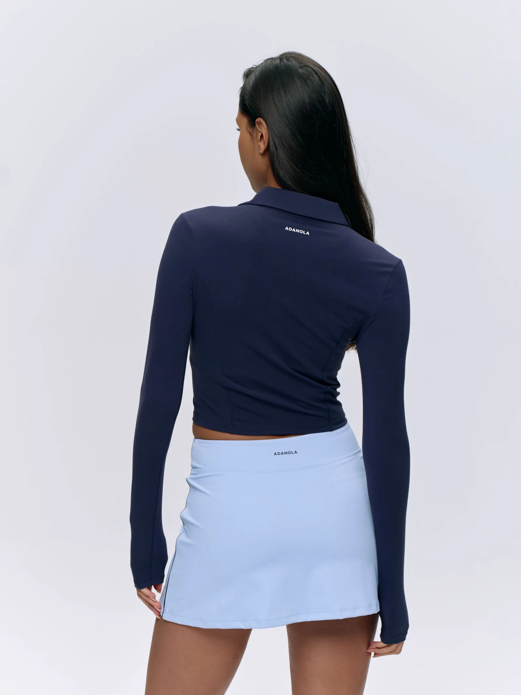 Brushed Long Sleeve Collared Shirt - Navy