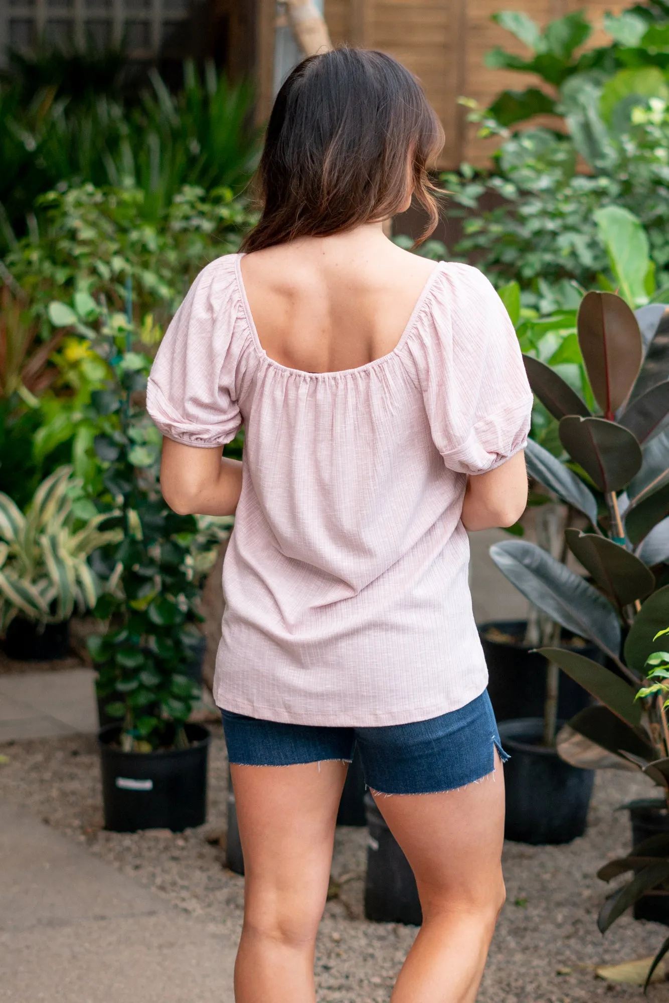 Bubble Sleeve Top - Blush