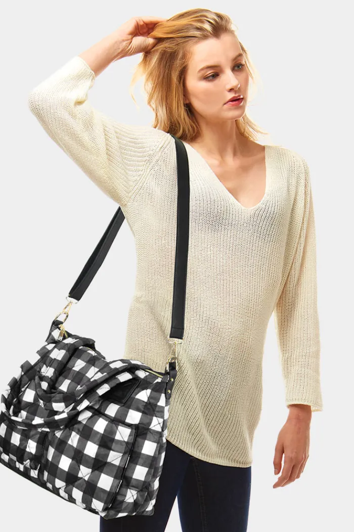 Buffalo Plaid Puffer Tote