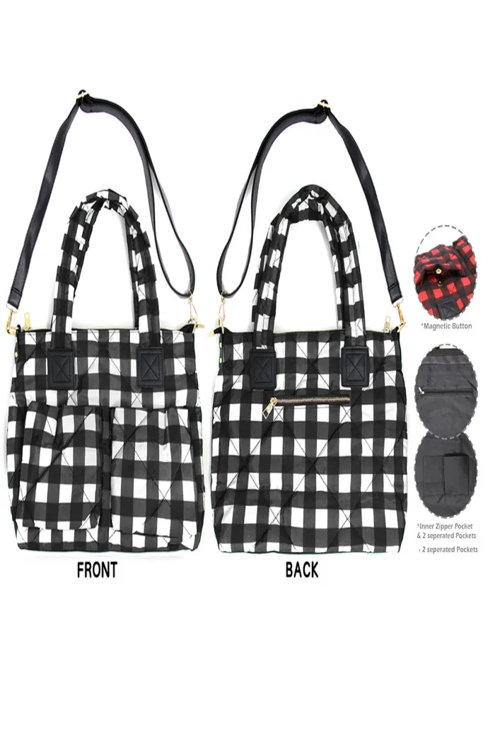 Buffalo Plaid Puffer Tote