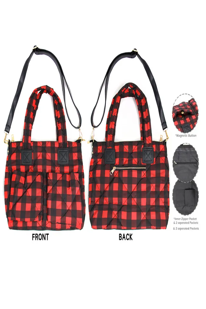 Buffalo Plaid Puffer Tote