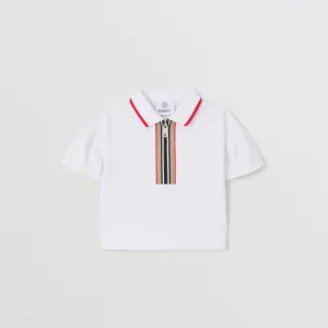 Burberry Icon Stripe Detail Cotton Zip-front Polo Shirt