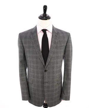 BURBERRY LONDON - Made In Italy Wool Gray "Canbury" Plaid LOGO Suit - 44R