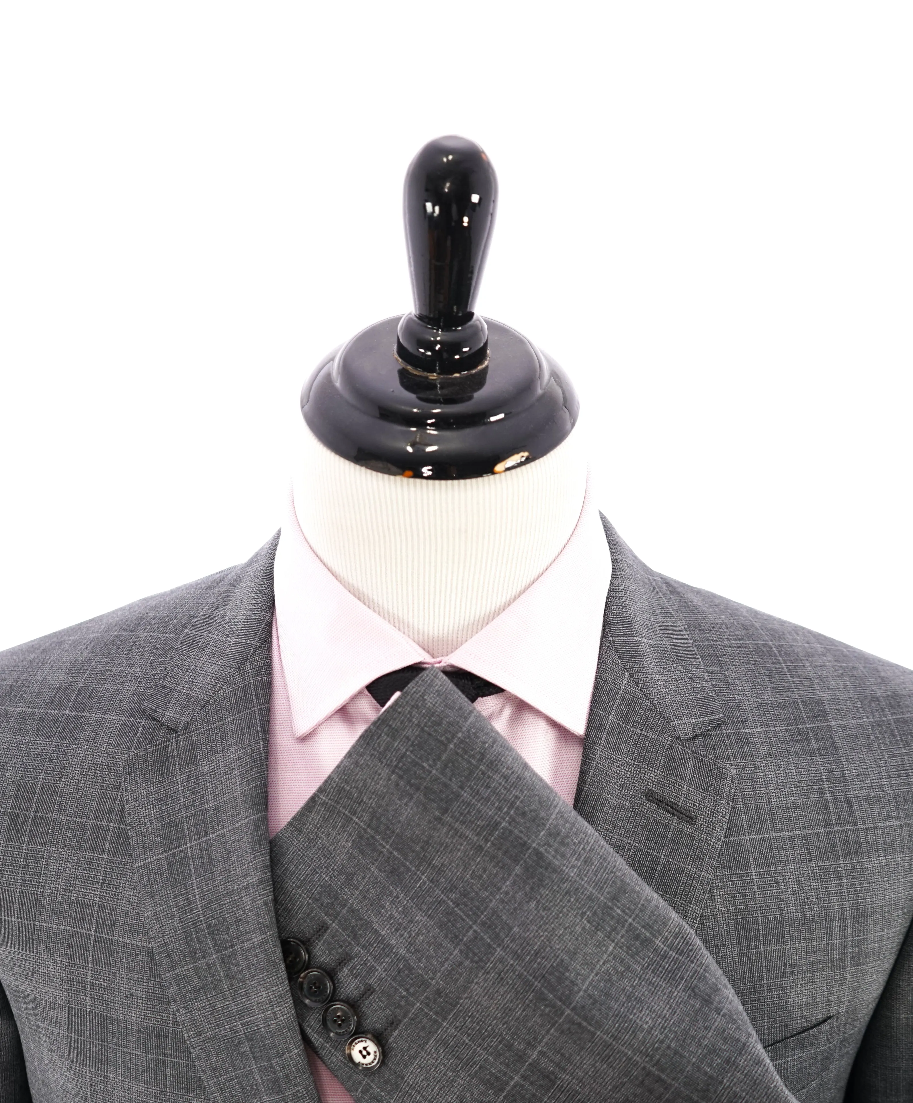 BURBERRY LONDON - Made In Italy Wool Gray "Canbury" Plaid LOGO Suit - 44R