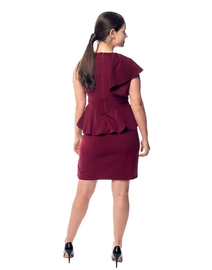 Burgundy Peplum Dress