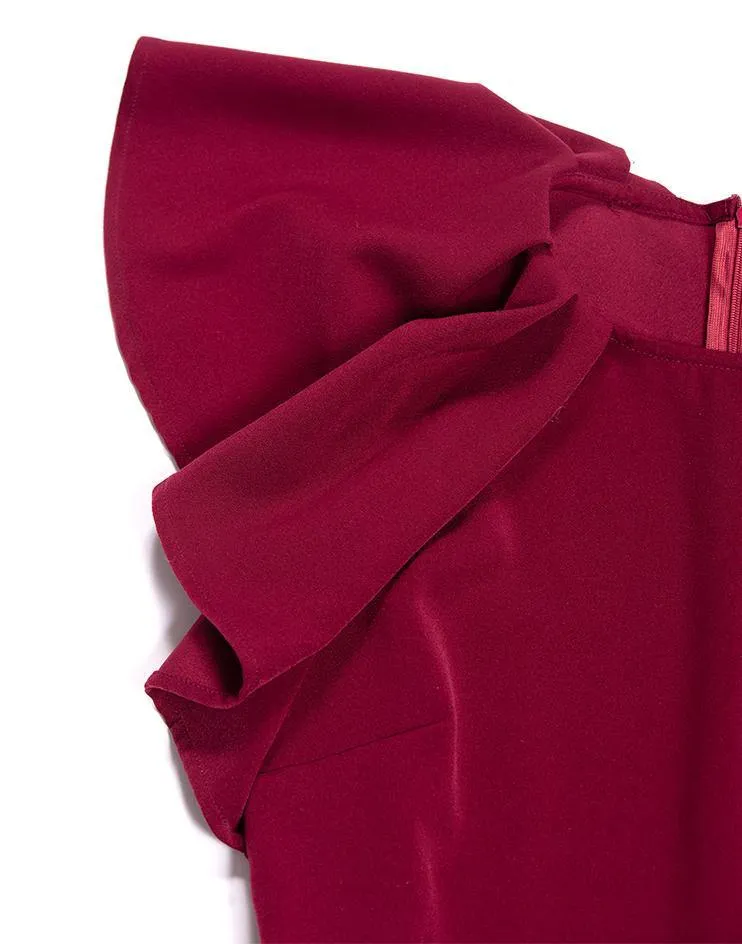Burgundy Peplum Dress