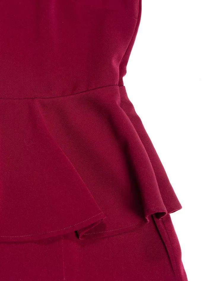 Burgundy Peplum Dress