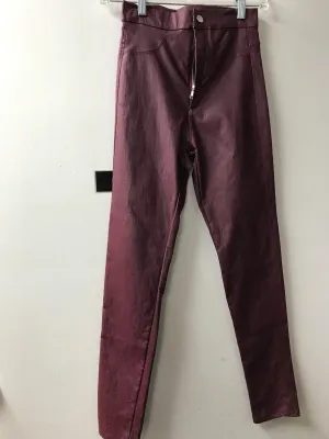 Burgundy Rayon Stretch Straight Leg Pants