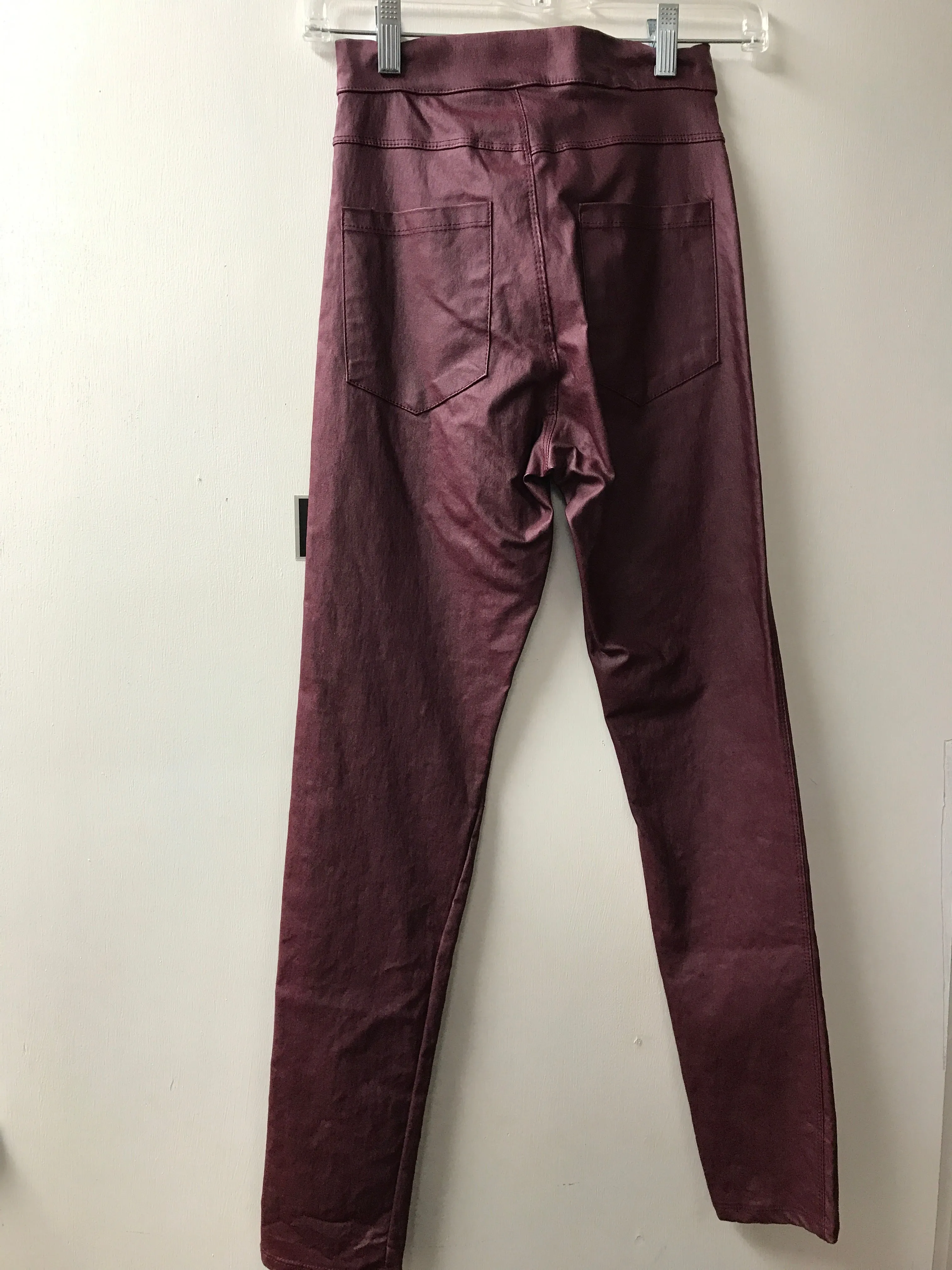 Burgundy Rayon Stretch Straight Leg Pants