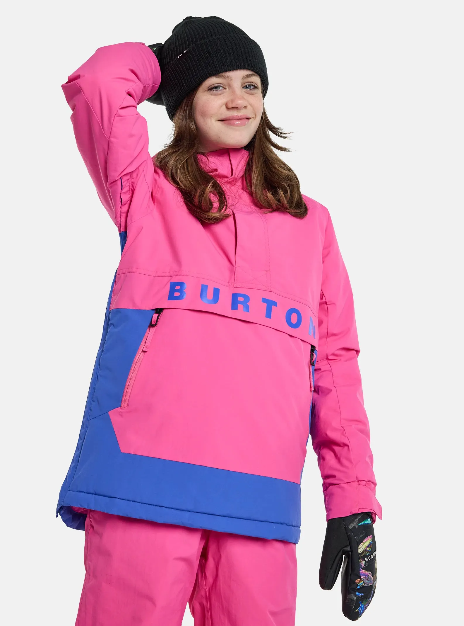 Burton Frostner Anorak Jacket Kids Fuchsia Fusion / Amparo Blue