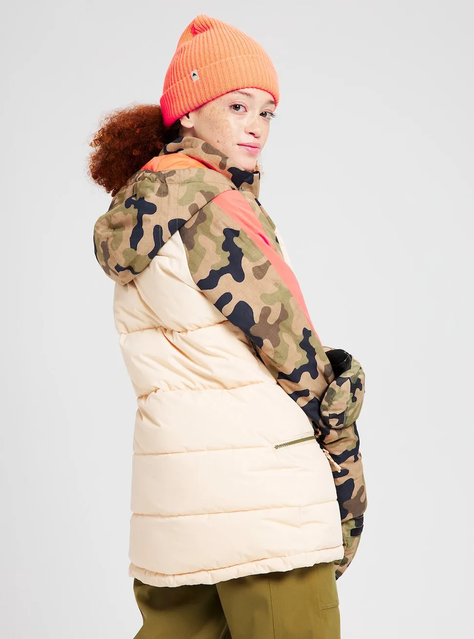 Burton Keelan Womens Jacket Crème Brulee / Martini Olive Terra Camo